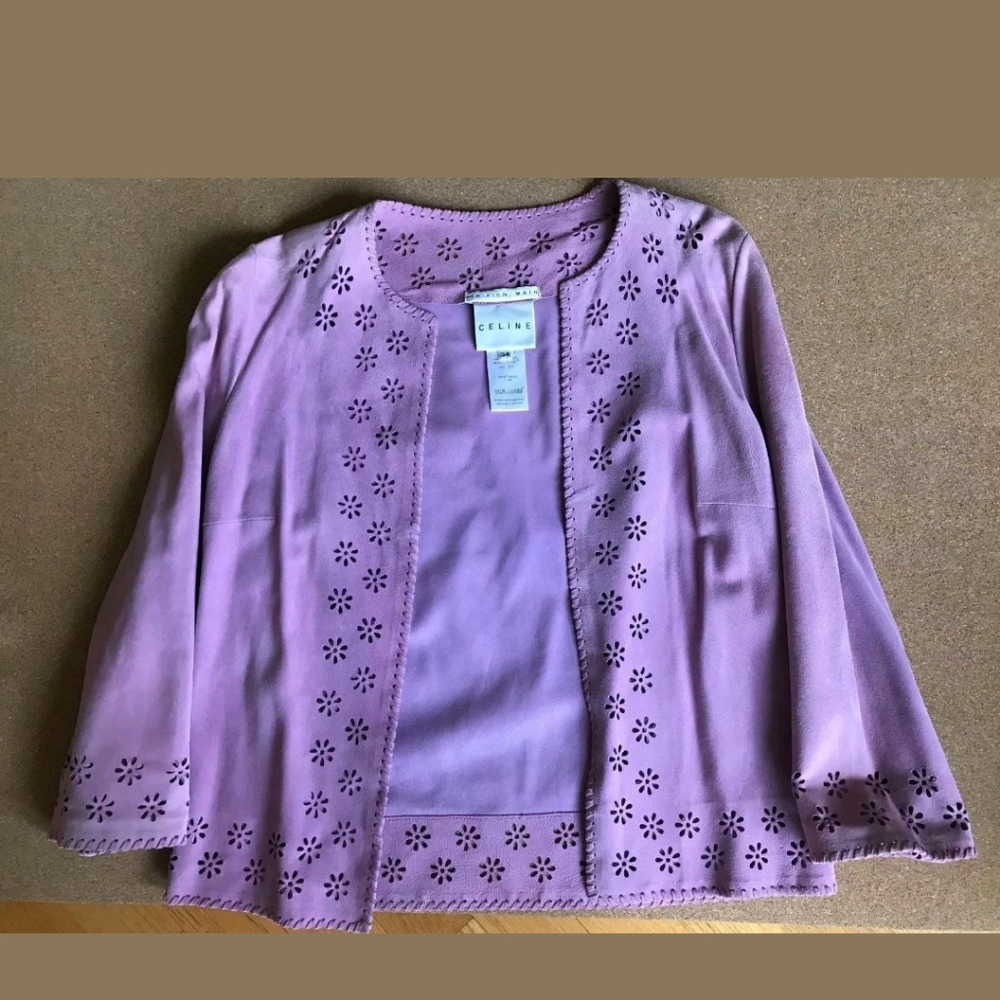 💜😍CELINE😍💜 suede leather jacket SIZE 34